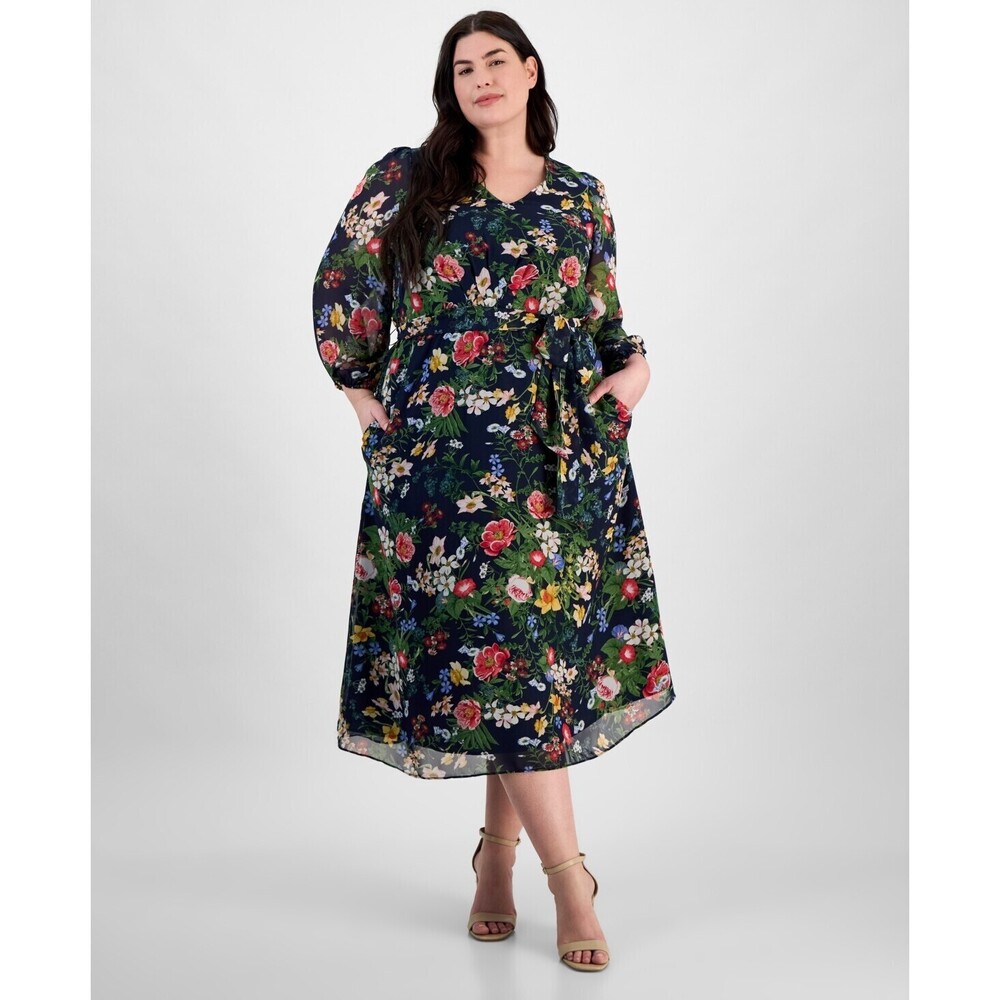 Anne Klein Plus Size Dress Distant Mountain Multi, Size 16W
